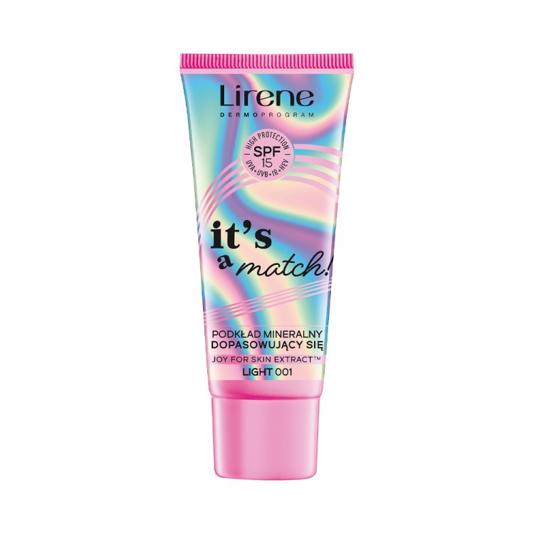 Lirene IT'S A MATCH! Mineralny podkład dopasowujący się SPF 15 30 ml LIGHT 001