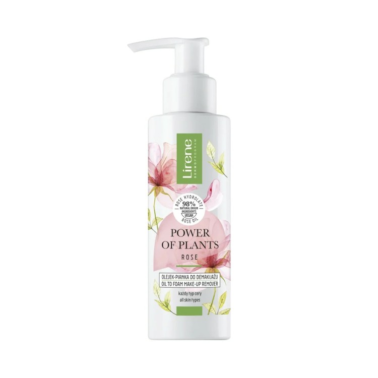 LIRENE POWER OF PLANTS OLEJEK-PIANKA DO DEMAKIJAŻU RÓŻA 145ml