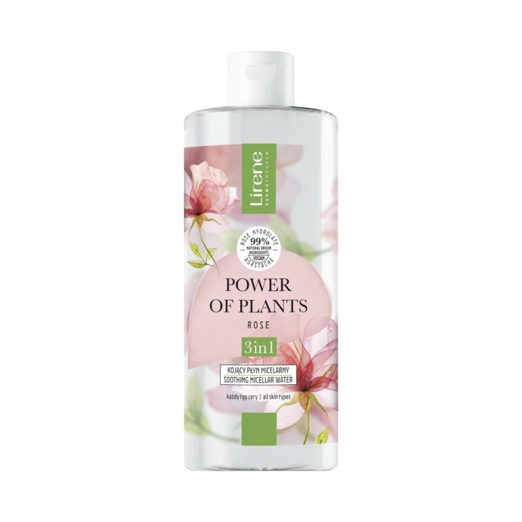 LIRENE POWER OF PLANTS KOJĄCY PŁYN MICELARNY 3W1 RÓŻA 400ml