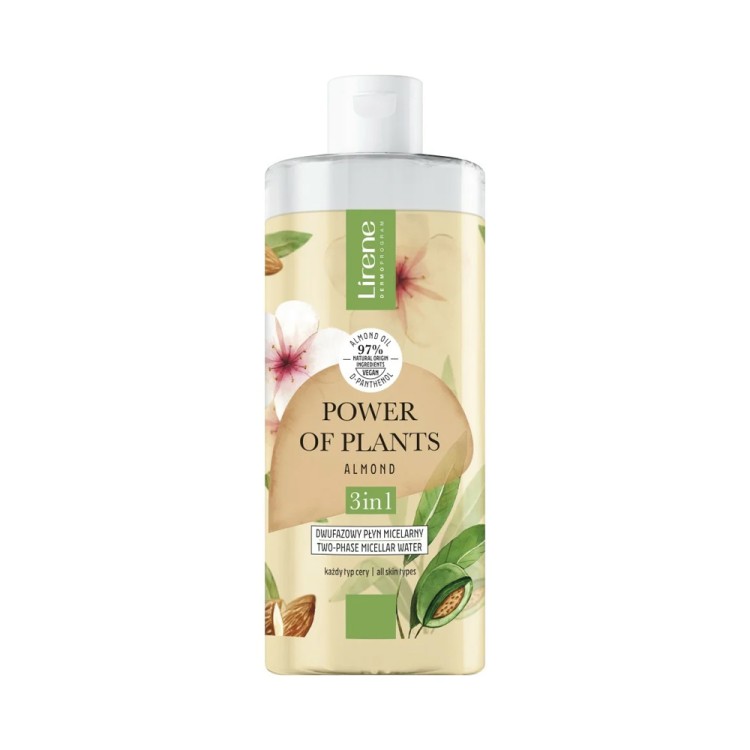 Lirene POWER OF PLANTS Dwufazowy płyn micelarny 3w1 MIGDAŁ 400 ml