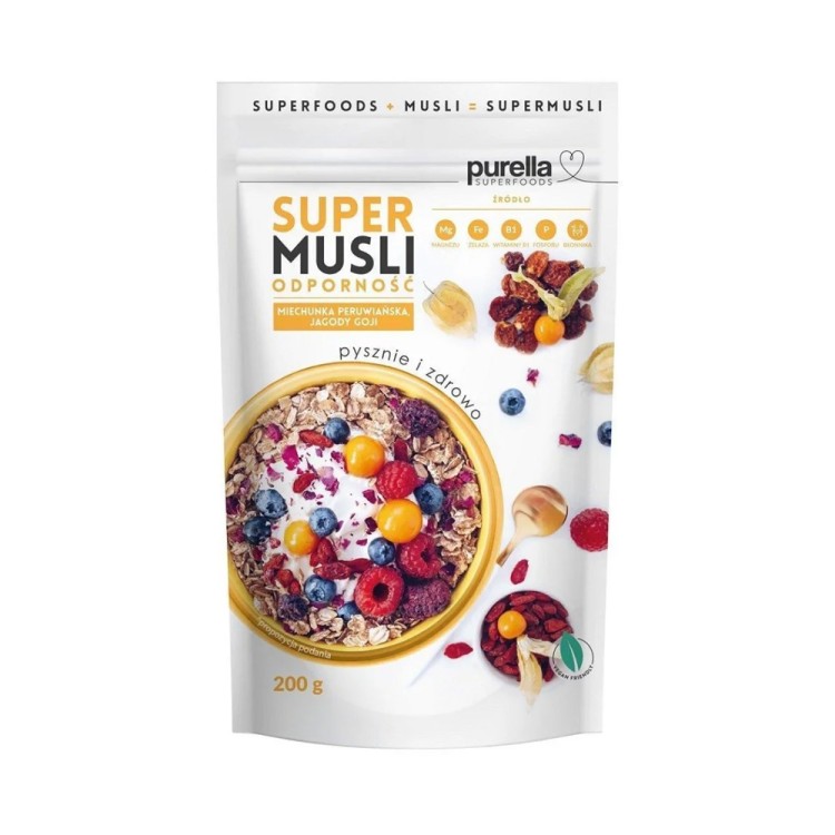 Purella Superfoods Super Musli Odporność z Grzybami Peruwiańskimi i Jagodami Goji 200g