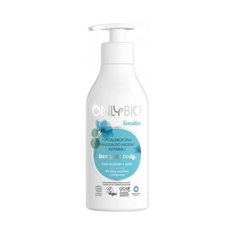 ONLYBIO Sensitive Hipoalergiczna emulsja do higieny intymnej  kwas mlekowy + aloes 250ml