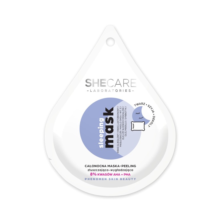 SHE COSMETICS SHECARE SLEEPING MASK CAŁONOCNA MASKA - PELING ZŁUSZCZAJĄCO - WYGŁADZAJĄCA 10ML