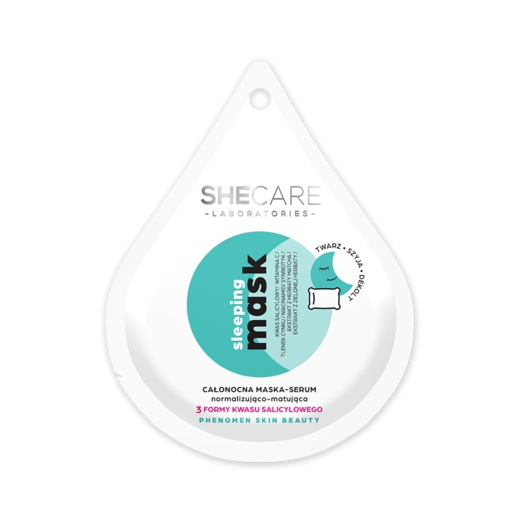 SHE COSMETICS SHECARE SLEEPING MASK CAŁONOCNA MASKA-SERUM NORMALIZUJĄCO-MATUJĄCA 10ML