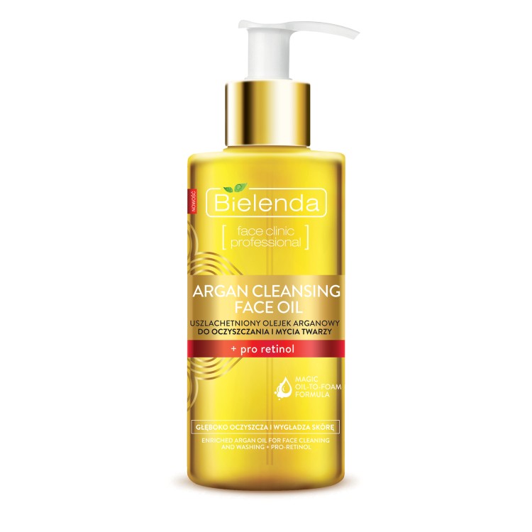 ARGAN CLEANSING FACE OIL Uszlachetniony olejek arganowy do oczyszczania i mycia twarzy + pro-retinol, 140ml