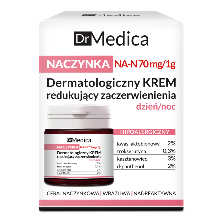 Dr Medica NACZYNKA Dermatologiczny krem redukujący zaczerwienienia HIPOALERGICZNY dzień/noc 50ml