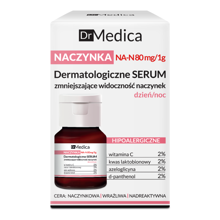 Dr Medica NACZYNKA Dermatologiczne serum zmniejszające widoczność naczynek HIPOALERGICZNE dzień/noc 30ml