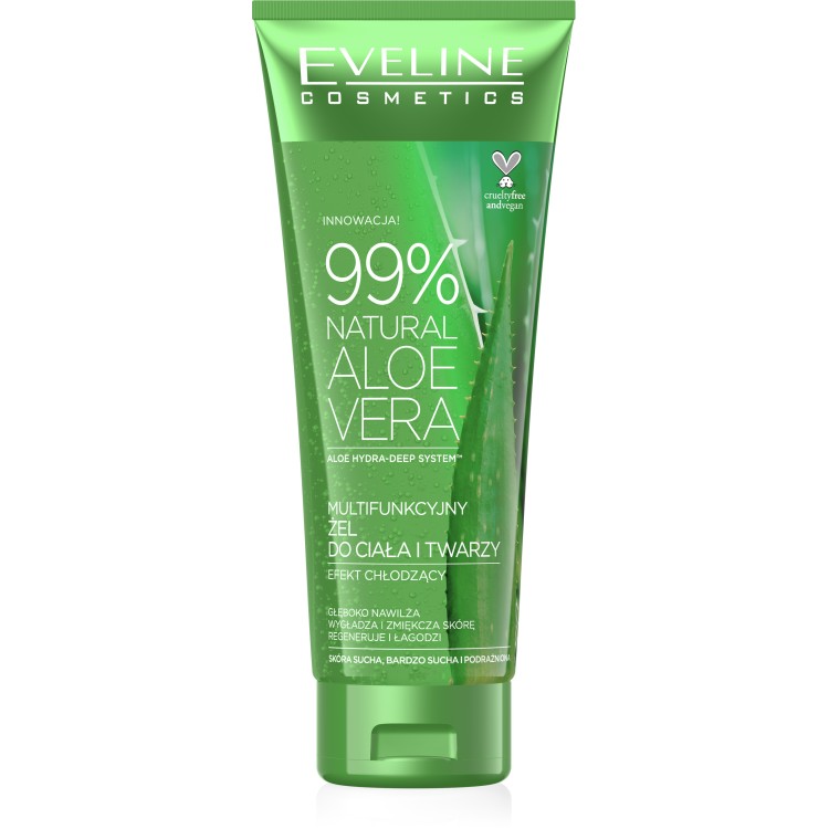 EVELINE NATURAL ALOE VERA MULTIFUNKCYJNY ZEL DO CIALA I TWARZY Z 99% NATURALNYM EKSTRAKTEM Z ALOESU  250ml