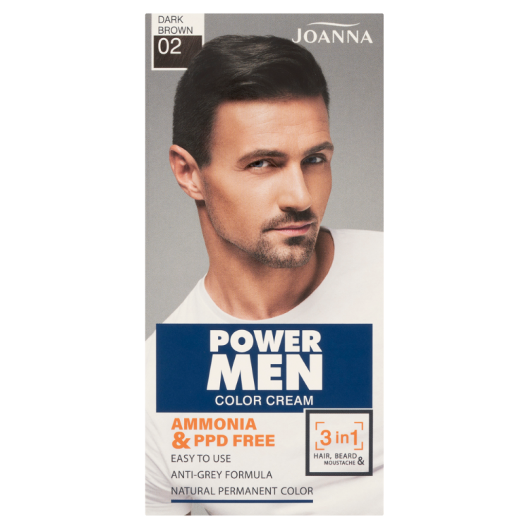 Joanna Power Men 3-w-1 krem ​​koloryzujący 02 ciemny brąz