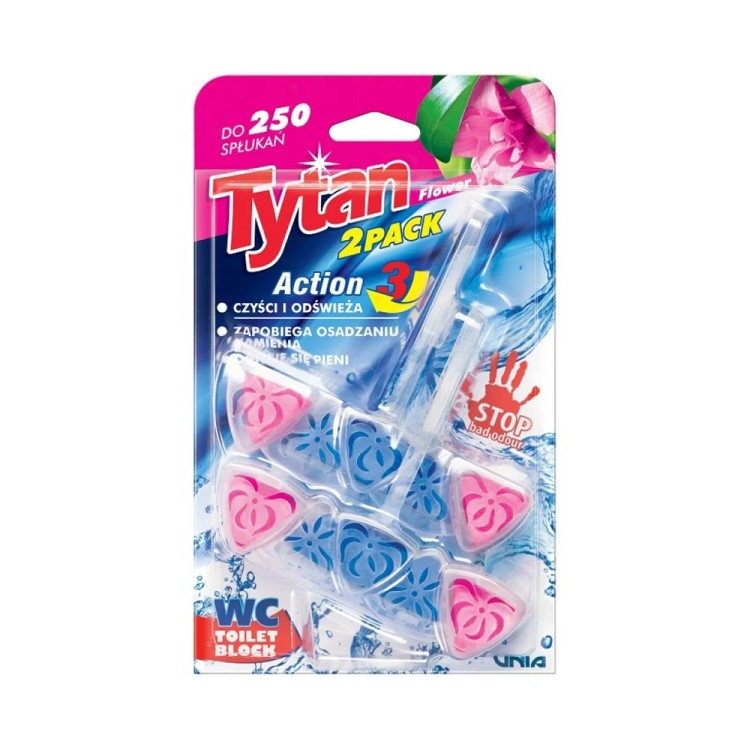 TYTAN ACTION Kostka toaletowa do WC  O ZAPACHU KWIATOWYM 2x40g